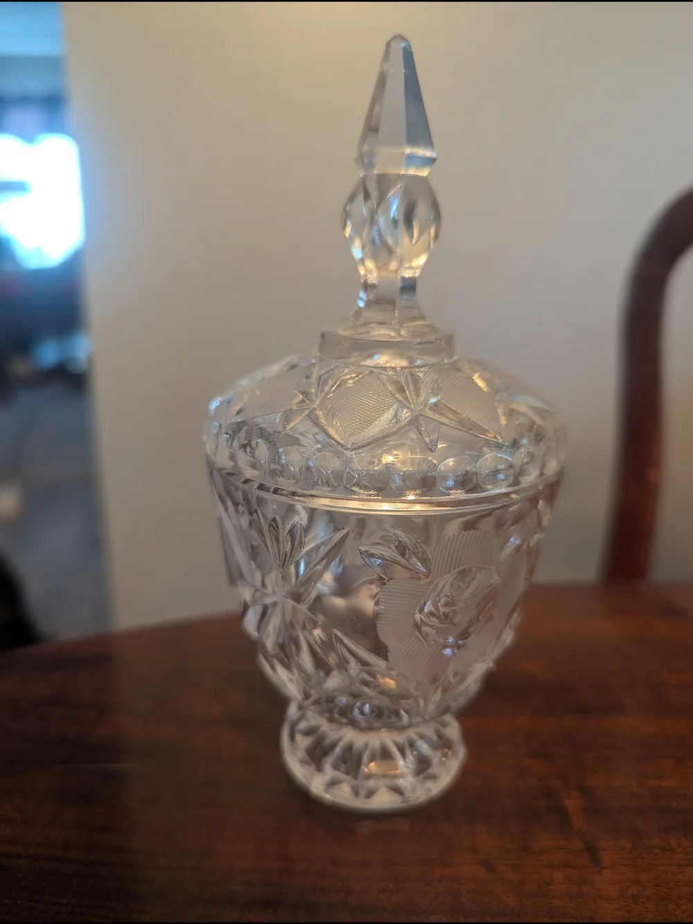 Vintage Crystal Sugar Bowl w/ Lid 7